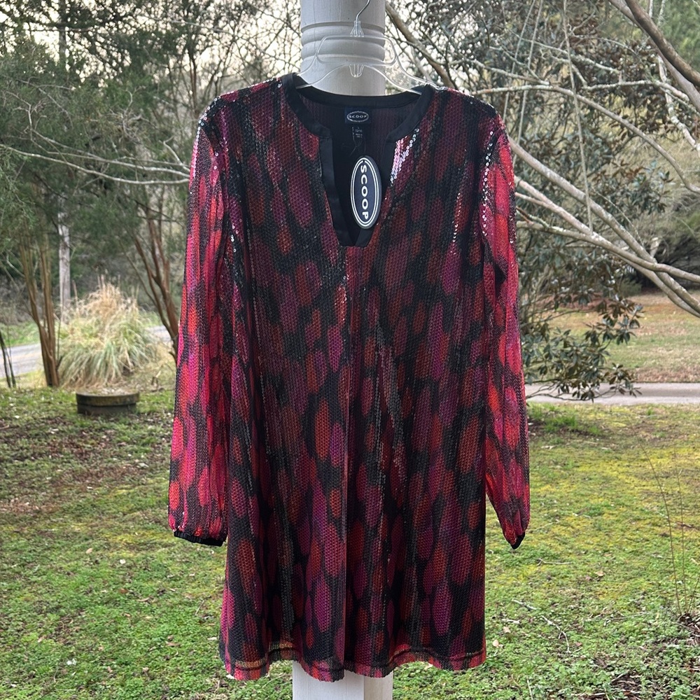 Stunning Women's Red, Pink, Purple & Black Dress